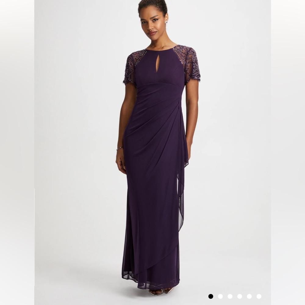 Laura Petites Gown Wedding Guest Mother of the Bride Size 8P Purple Dress